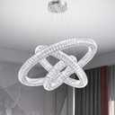 3 Ring Crystal Chandelier for Living Room High Ceiling Chandeliers for Foyer LED Dimmable Chandelier 3000-6000K Silver D32''+D24''+D16''
