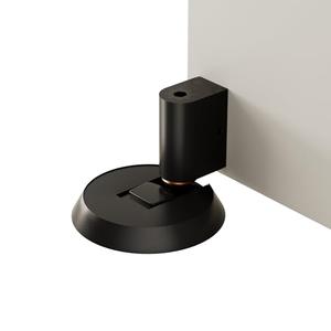 SAILANKA Brass Windproof Door Stoppers Heavy Duty Mechanical Floor Door Stop Height Adjustable Keep Door Open Door Catch Holder Wall Protect with Screws, Matte Black, 1 Pack