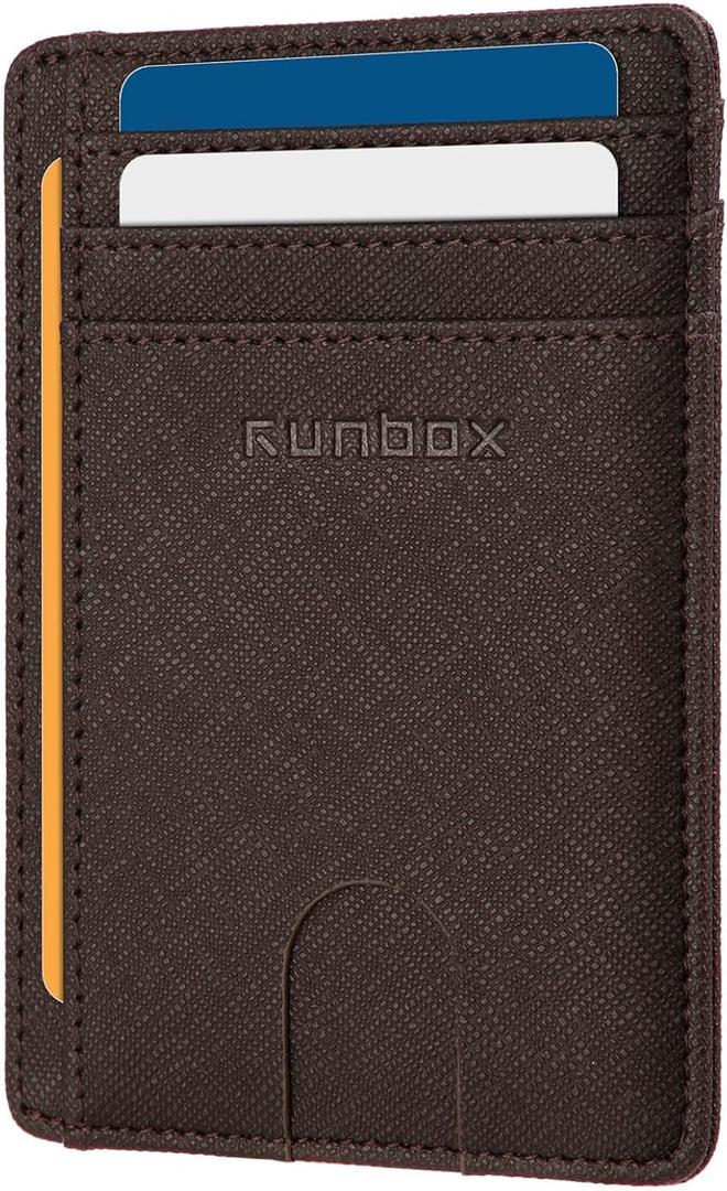 RUNBOX Slim Minimalist Front Pocket RFID Blocking Leather Wallets for Men and Women Card Holder Wallets Gifts for men