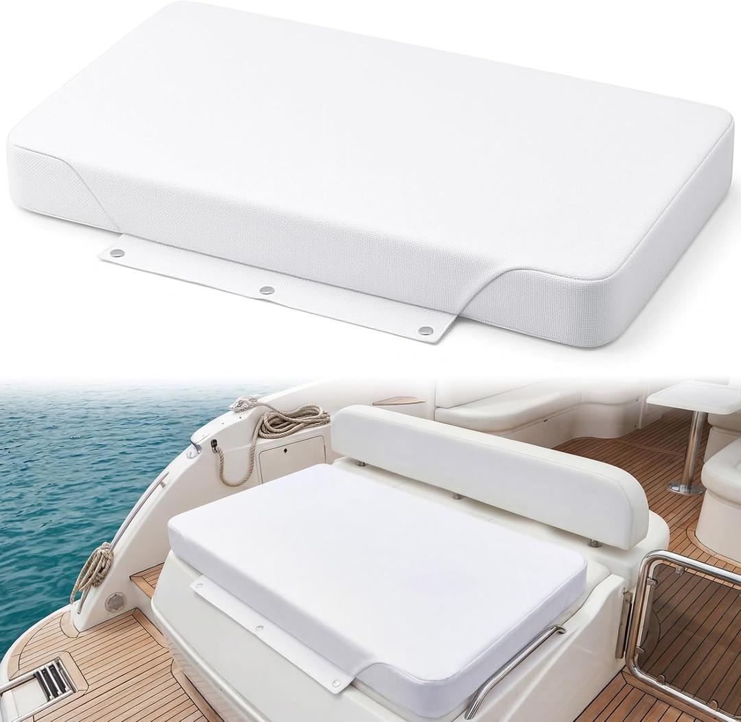 Pinkunn 30 x 18 x 3.1 Thick Boat Seat Cushion for 65 Quart Cooling Tank, Yacht Deck, Summer Outdoor Fishing Accessories, White