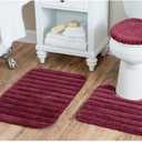 Baltic Linen Bellados Luxury Bath Rug, Cranberry, 3 Piece Set