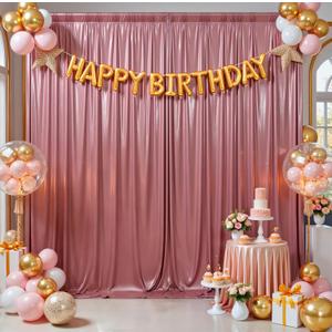 10ftx10ft Rose Gold Sequin Backdrop Curtain for Parties, Wrinkle Free Thick Glitter Sparkle Photo Backdrop Drapes 2 Panels 5x10FT Shimmer Back Drop Cloth for Wedding Birthday Photography Background