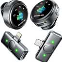 Mini Microphone for iPhone: Wireless Lavalier Microphone for Android - Noise Canceling Magnetic Clip Lapel Mic - Pro Video & Vlogging Recording for Content Creators