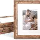 TWING 8x10 Picture Frame Set of 6, Vintage Walnut Photo Frames Display Pictures 5x7 with Mat or 8X10 Without Mat, Tabletop Display and Wall Mounting Home Decorative Photo Frames Pre-Installed, Walnut (Brown)