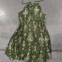 Women Olive Colour Above Knee Floral Dress, Size Large