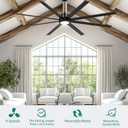 YITAHOME 84 Inch Ceiling Fans with Lights and Remote Control for Indoor, Reversible Quiet DC Motor, 8 Blades with 6 Speed, Large Ceiling Fans for Home Commercial, Black