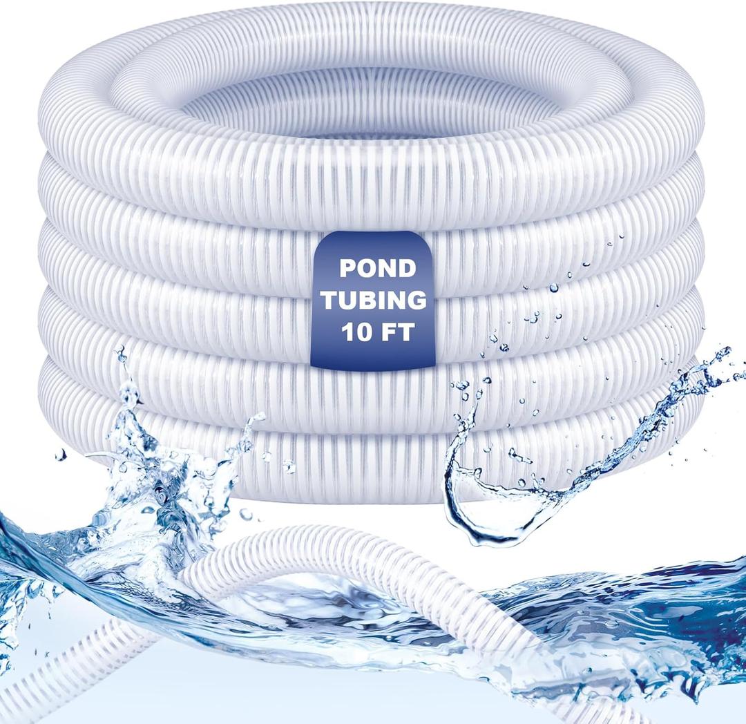 Frienda 2 Dia x 10 Ft Long Pond Tubing Clear PVC Flexible Pipe Long Corrugated Hose Non Kink Drainage Hose with White Helix Reinforced Tube for Garden Ponds Waterfalls Camping Aquariums Supplies