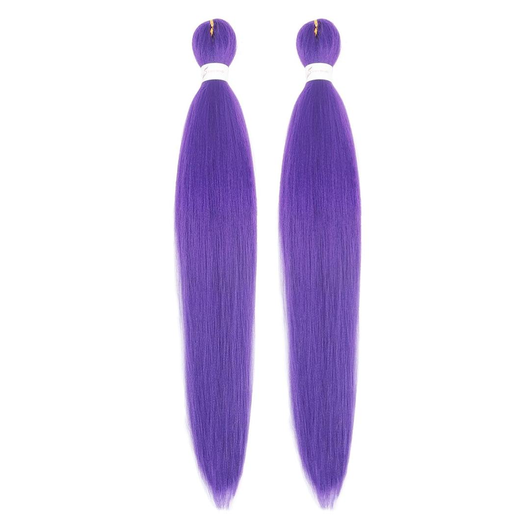 3 Packs Purple Braiding Hair Pre Stretched,24 Inch Synthetic Purple Hair Extensions for Stage Party Halloween Costume Cosplay