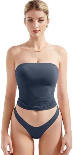 SUUKSESS Women Sexy Tube Top Summer Y2K Going Out Double Lined Basic Tank Top, Size L