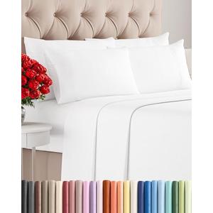 Queen 6 Piece Sheet Set - Comfy Breathable & Cooling - Ultra Soft Hotel Luxury Bedding Set w/ 8-16 Inch Deep Pockets - 1 Flat & 1 Fitted Sheet & 4 Pillowcases - Cozy, Wrinkle Free & Easy Care - White