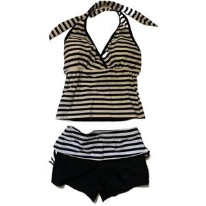 TYATVS Cute Tankini Swimsuit Y2k Floral Set for Women Vintage 2 Piece Swimsuit 2000s Fashion Aesthetics Clothes (Black, Medium)