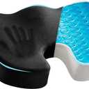 Cooling Gel Seat Cushion for Long Sitting - Memory Foam Chair Pillow for Sciatica Pain Relief - Orthopedic Gel & Memory Foam Coccyx Pad for Tailbone Pain - Office Chair Cushion for Back Pain