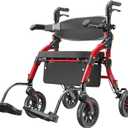 SUCCU Rollator Walkers for Seniors with Seat, 2-in-1 Walker Wheelchair Combo, Foldable Rolling Walker with Seat, Wheelchairs for Adults – 400 lbs Capacity, Adjustable Height