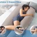 QUEEN ROSE Extra Long U Shaped Body Pillow, Cooling Pregnancy Pillows for Sleeping, 65 Inch Full Body Support Maternity Pillow for Adults, Support for Back, Hip, Legs for Pregnant Women, Nomad, X-Large