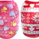 2 Pieces Dog Christmas Outfit Puppy Sweater Teacup Dog Clothes Chihuahua Clothes Reindeer Snowflake Xmas Pet Warm Winter Clothes for Extra Small Breeds Kitty Puppy Cat (X-Small)