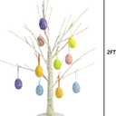 Easter Decorations kemooie 24 Inch Pre-lit White Birch Tree with 10 Hanging Easter Egg Ornaments, 24 Led Lights Battery Operated Spring Table Centerpiece for Party Birthday Home Spring Decoration