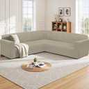 HDCAXKJ Sectional Couch Cover L Shape Stretch Sofa Covers Washable Jacquard Corner Couch Slipcover Non Slip Sectional Slip Cover U Shaped Furniture Protector for Pets Dogs (Light Khaki, Large)
