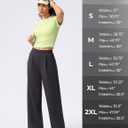 Wide Leg Pants for Women High Waist Relaxed Dress Pants with Pockets 30" (Black, S)