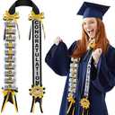 Lyrow Graduation Money Lei Class of 2025 Double Braided Lei Gift Graduation Cash Gifts Pull Ideas for High School College Party Supplies(Black and Gold)