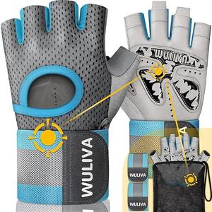WULIVA Workout Gloves for Men and Women - Ideal for Light & Medium Gym Exercise Training & Cycling, Includes Padded Design, Detachable Wrist Strap & Storage Mesh Bag 2 set M