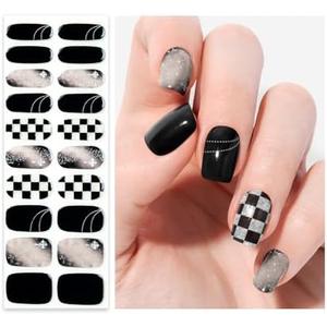 OAUEE Semi Cured Gel Nail Strips | Gel Nail Stickers with UV Light Required | Salon Quality, Easy Application and Removal（Gothic Style）,Set of 4