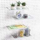 4 Pcs Pegboard Shelves, 12 x 5 Inch Metal Shelf Brackets Pegboard Tray Accessories Wall Organizer for Craft Room Home Garage Nursery Workbench Kitchen (White)