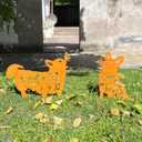 2PCS Rusty Corgi Decorative Garden Stakes, Metal Dog Yard Decor, Corgi Lover Gifts for Women Mom Grandma Wife, Metal Dog Statues Garden Sculptures and Yard Art, Patio, Lawn Ornaments