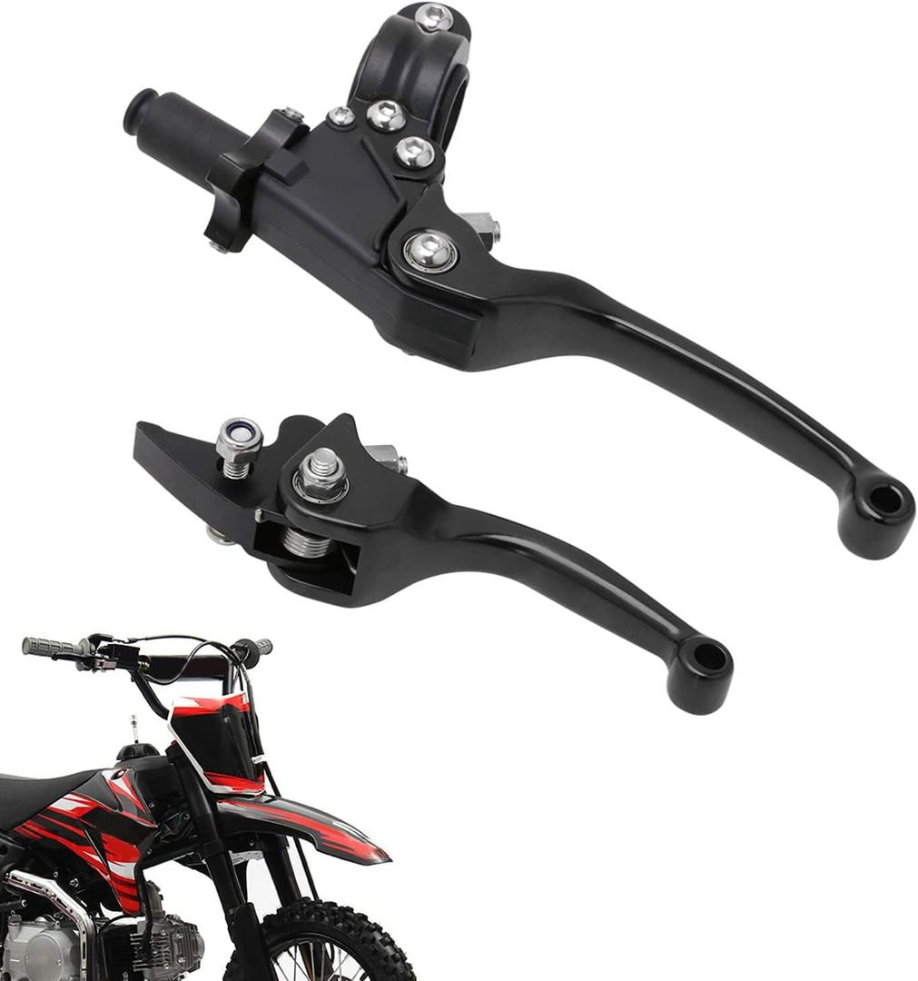 JFG RACING Motorcycle Brake Clutch Lever 7/8'' 22mm Folding Levers Aluminum Alloy Universal for CRF50 KLX SSR TTR 110 125 150 200 250cc Dirt Pit Bike ATV Mini Bike Black