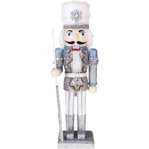 Merry Christmas Co. 14 Inch Traditional Wooden Nutcracker, Festive Holiday Tabletop Dcor, Snow King