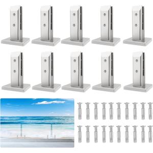 LukLoy 10 Pack T316 Stainless Steel Glass Railing Spigot 960g Heavy Duty Glass Railing Post Clamps for Home Garden Stairs Balustrade Balcony