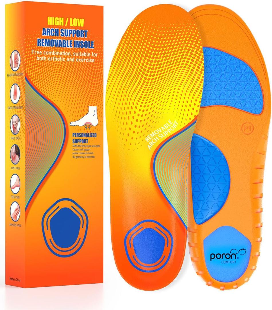Plantar Fasciitis Insoles for Men & Women,High Arch Support Insoles for Pain Relief, 220+lbs Removable Insoles for Flat Feet,Birthday Gifts for Men Women Dad Mom,Stocking Stuffers Christmas GiftsL (L(Men's 9.5-10.5/Women's 10.5-11.5)--290mm)