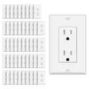 CML 15 Amp Decorator Wall Receptacle Outlet, 50 Pack Tamper Resistant Standard Electrical Outlets, 15A/125V, NEMA 5-15R, Wall Plates Included, UL Listed, Matte White