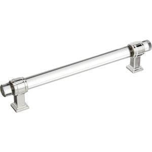 Amerock | Cabinet Pull | Clear/Polished Nickel | 6-5/16 inch (160 mm) Center to Center | Glacio | 1 Pack | Drawer Pull | Drawer Handle | Cabinet Hardware