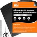 Aertiavty 60 Packs Magnetic Sheets with Adhesive Backing 8x10 Inch Adhesive Magnetic Sheets for Dies Storage - 20 Mil Magnetic Contact Paper Peel and Stick, Magnetic Strips with Adhesive Backing
