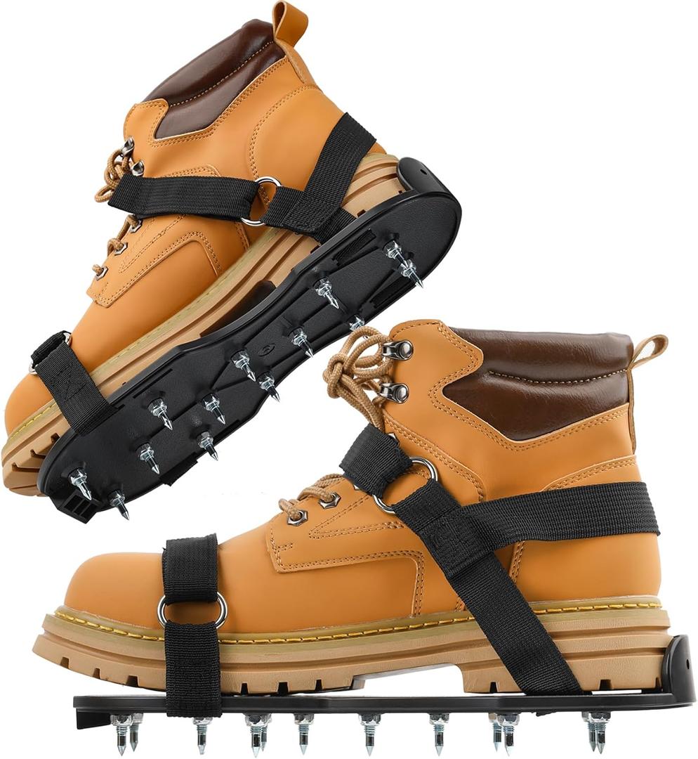 US:E (Sturdy Version) Spike Shoes for Epoxy Flooring Coating (99% Pre-installed) 13 1-Inch Spikes & 2 VeIcro Strap (Non-Slip, Supports Up to 200 Pounds) Fits Men's and Women's Shoes in US Size 6 to 12 (Black)