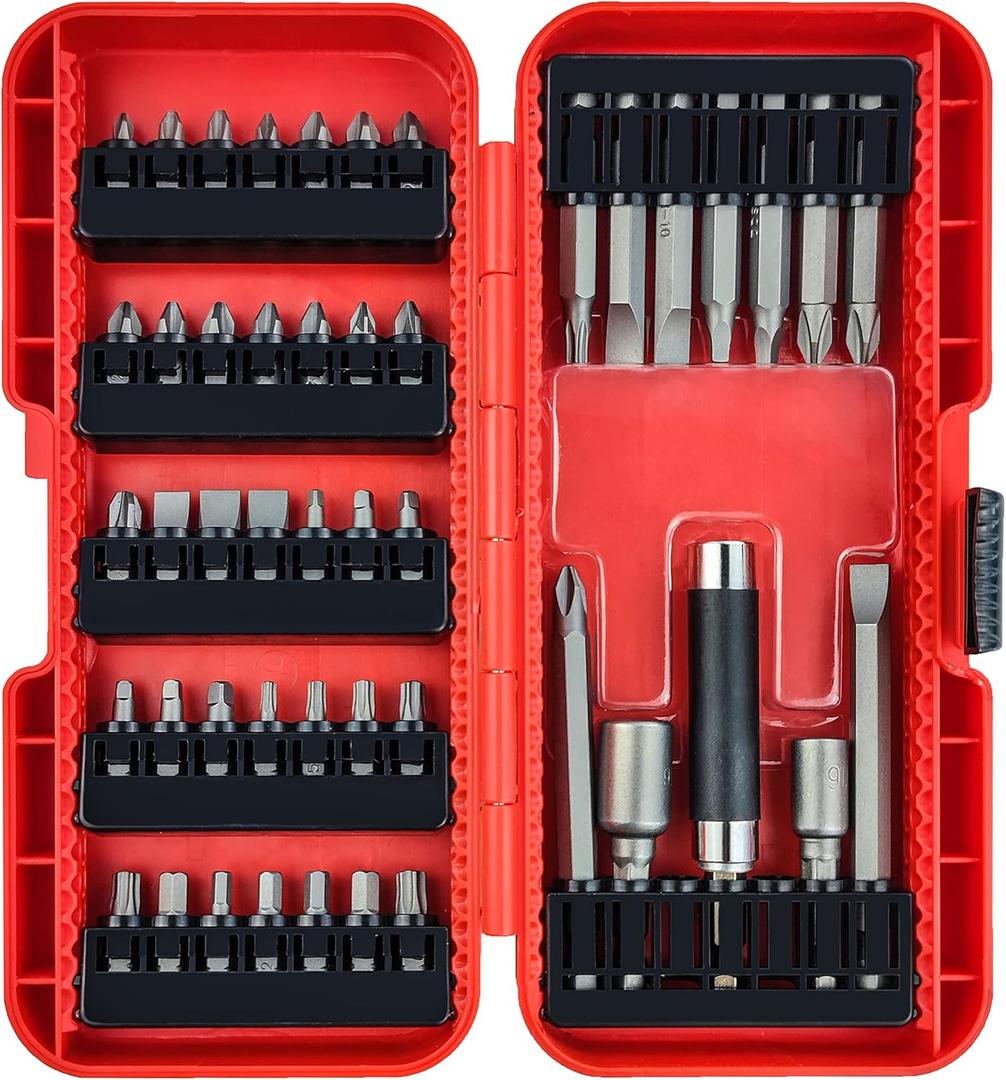 YIYITOOLS Screwdriver Bit Set 48 Piece, Impact Driver Bit Set for Drills and Drivers, Assorted Steel Drill Bits in Storage Case for Wood Metal Cement Drilling and Screwdriving,YY2020052 (One Size)
