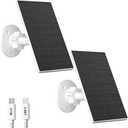 Zivif 2W Solar Panel for Security Cameras, Solar Charger with Micro USB & USB-C Port for Rechargeable Battery Security Camera, 360 Adjustable Mount (2 Pack)