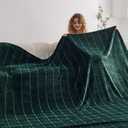 Oversized King Fleece Blanket 120x138 Inches, Seamless Soft Cozy 3D Jacquard Flannel Blanket 10'x11.5' Extra Large for Bed, Sofa, Couch, Travel & Camping, California King Throw, Forest Green