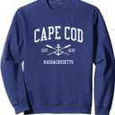 Cape Cod MA Vintage Crossed Oars & Boat Anchor Sports Sweatshirt XL