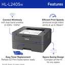 Brother HL-L2405W Wireless Compact Monochrome Laser Printer with Mobile Printing, Black & White Output | Includes Refresh Subscription Trial(1), (Premium)