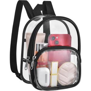 USPECLARE Clear Mini Backpack Stadium Approved for Girls, for Concert, Festival, Sport Events&Daily Use (Black)