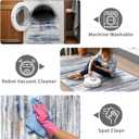 4x10 Wide Washable Runner Rug: Easy-to-Clean Runners for Hallway Entryway Kitchen Bedroom Living Room - Stain and Water Resistant Rugs with Non-Slip Backing - Soft Low-Pile Carpet Navy Grey