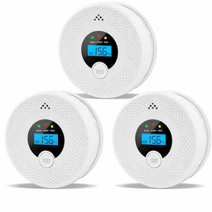 3 Pack Smoke and Carbon Monoxide Detector with Test Button, 85dB Loud Beep, LCD Display, Battery-Operated Smoke Detector Carbon Monoxide Detector Combo for House, Apartment, Kitchen, Garage Use