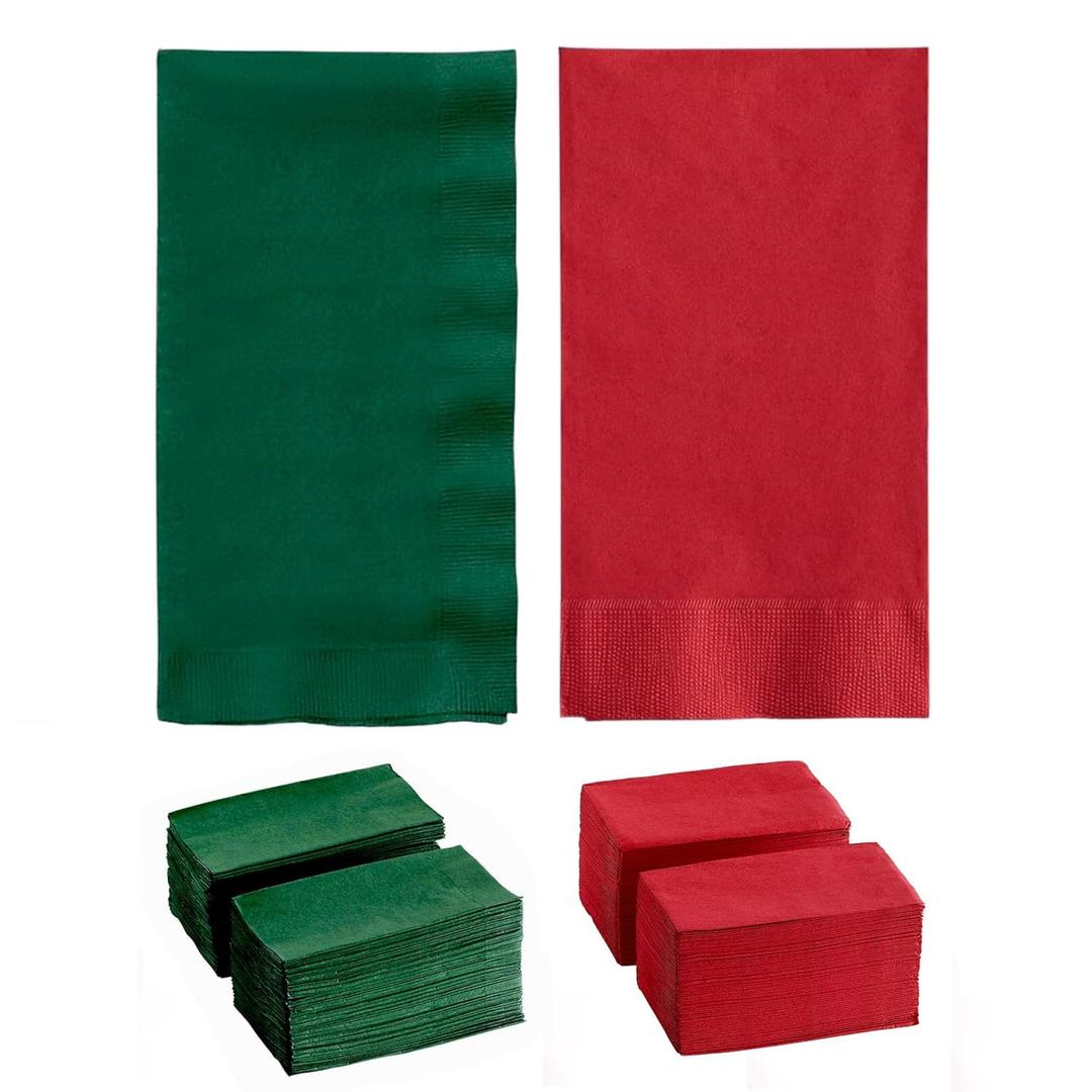 3 x Perfectware Christmas Paper Dinner Napkins, 2-Ply, Red and Green, 50 Count, 15 x 17 Inches