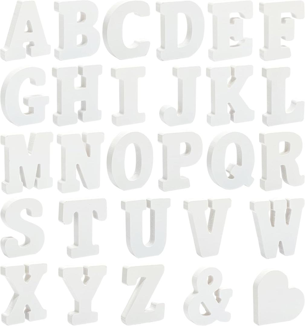 3 Inch 56 Pieces White Wood Letters Table Standing Alphabet Letters for Crafts Wedding Party Home Decor 3 Inch 56 Pieces White Wood Letters Table Standing Alphabet Letters for Crafts Wedding Party Home Decor