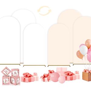 Wedding Arch Cover,Set of 3 (7.2ft+6.6ft+6ft) Double Color Cover Spandex Fitted Arch Stand for Birthday Party Baby Shower Wedding Stand Decoration (White+Beige)
