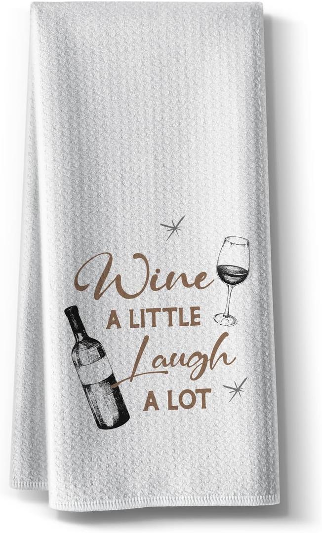 2 x Funny Bar Towels,Joked Dishcloth Towel Decor, 14"X26"Inch Hand Dishcloth,A Little Laugh A lot,Kitchen Rags,Ideal Gifts for Barroom Lover Hostess Mom New Home Housewarming Candlelight Dinner