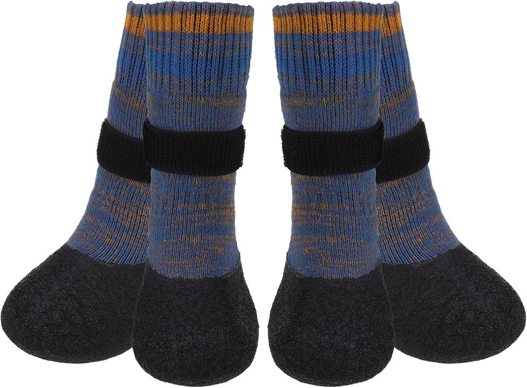 Mihachi Anti Slip Dog Socks, Dog Boots for Hardwood Floors Prevent Licking, Traction Control Waterproof Rubber Sole Paw Protectors for Small Medium Large Dogs, Blue X-Large