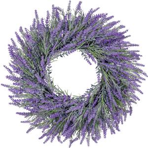 20 Inch Summer Spring Wreaths for Front Door Romance Lavender Wreath, Elegant Artificial Front Door Wreath for All Season Spring Decorations for Home Wall Entryway Farmhouse Porch Room Decor