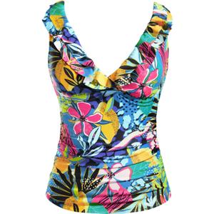 Yonique Women's Tankini Top Only Tummy Control Bathing Suit Top Ruffle Swimsuit Top V Neck Swim Tank Top No Bottom (X-Large)